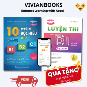 Combo sách luyện thi Vstep B1 và sách 10 bộ đề thi đọc hiểu